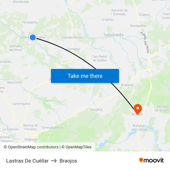 Lastras De Cuéllar to Braojos map