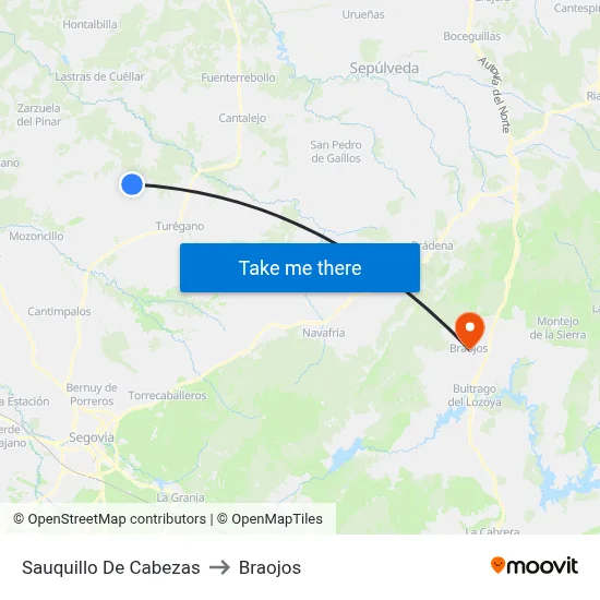 Sauquillo De Cabezas to Braojos map