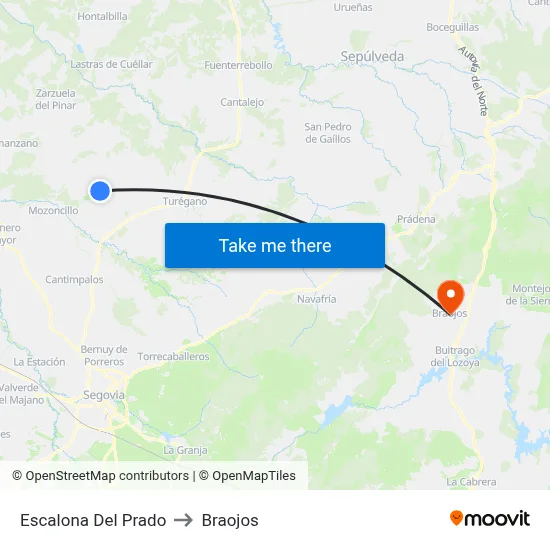Escalona Del Prado to Braojos map