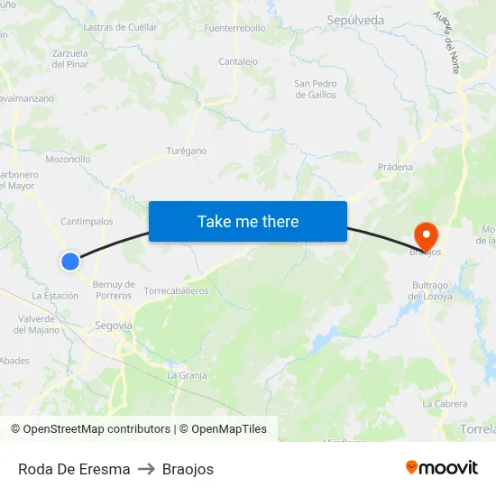 Roda De Eresma to Braojos map