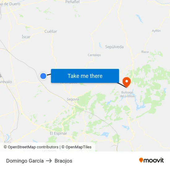 Domingo García to Braojos map