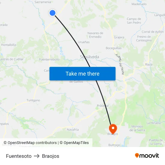 Fuentesoto to Braojos map