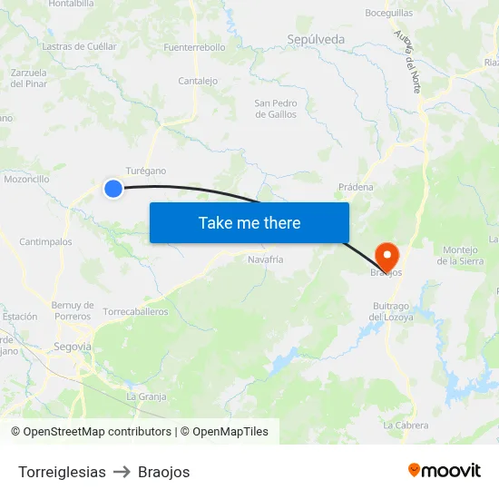 Torreiglesias to Braojos map