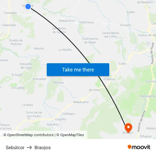 Sebúlcor to Braojos map