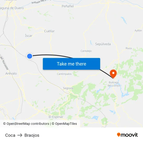 Coca to Braojos map