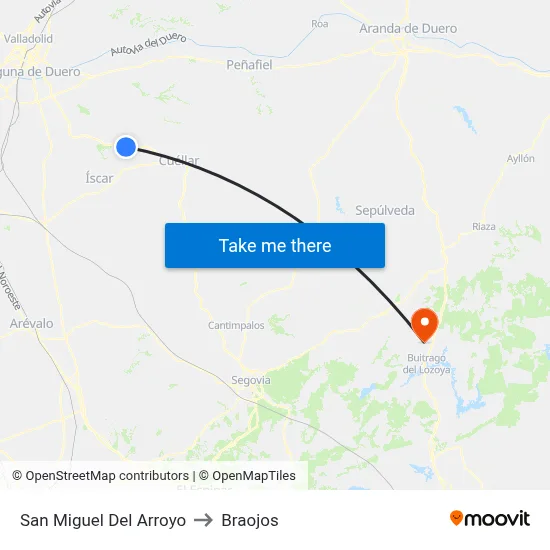 San Miguel Del Arroyo to Braojos map