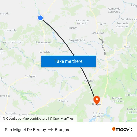 San Miguel De Bernuy to Braojos map