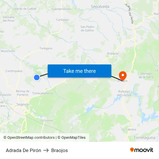 Adrada De Pirón to Braojos map