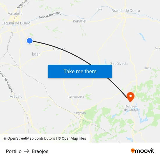 Portillo to Braojos map