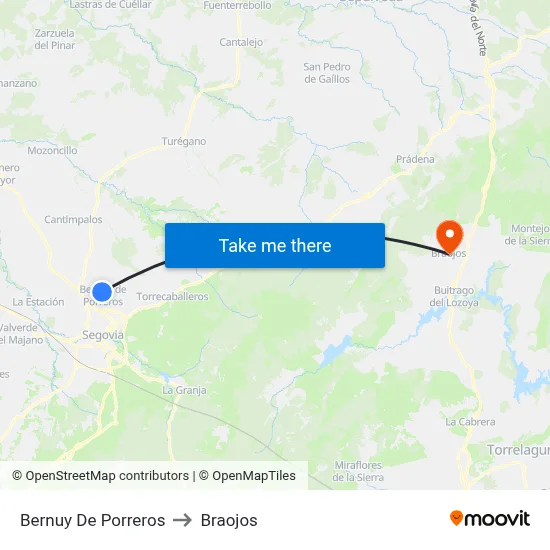 Bernuy De Porreros to Braojos map