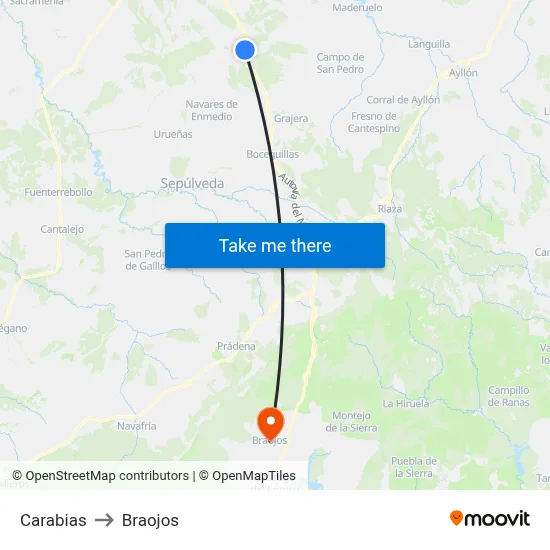 Carabias to Braojos map