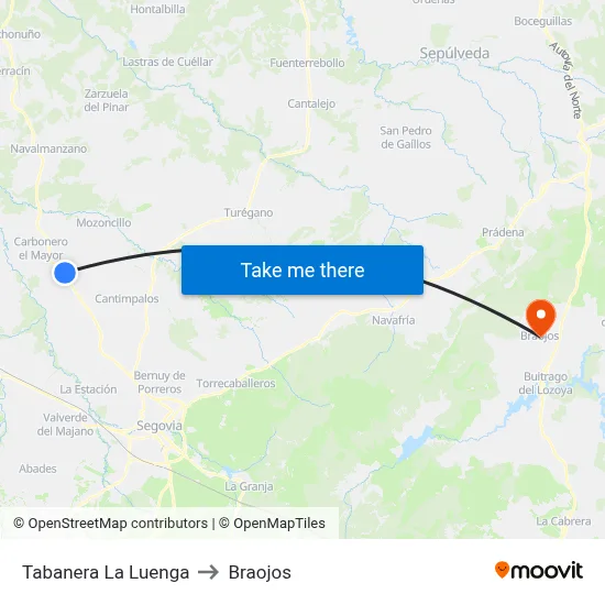 Tabanera La Luenga to Braojos map