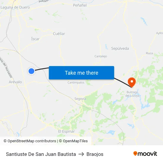Santiuste De San Juan Bautista to Braojos map