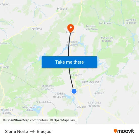 Sierra Norte to Braojos map