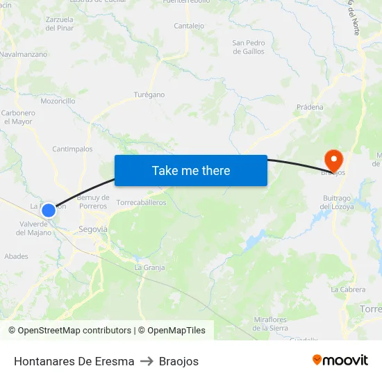 Hontanares De Eresma to Braojos map