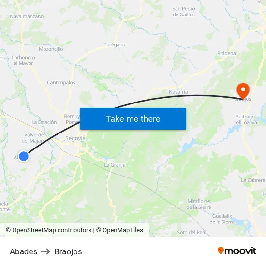 Abades to Braojos map