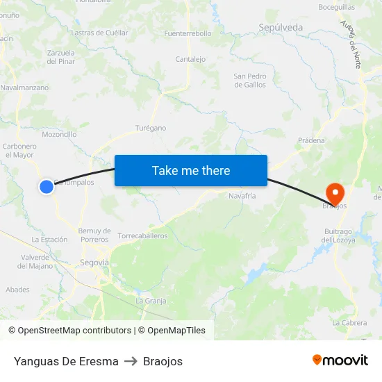 Yanguas De Eresma to Braojos map