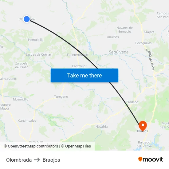 Olombrada to Braojos map