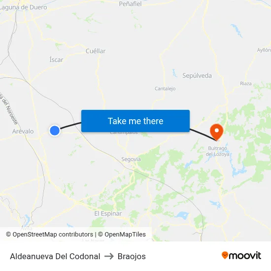 Aldeanueva Del Codonal to Braojos map