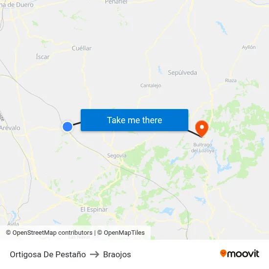 Ortigosa De Pestaño to Braojos map