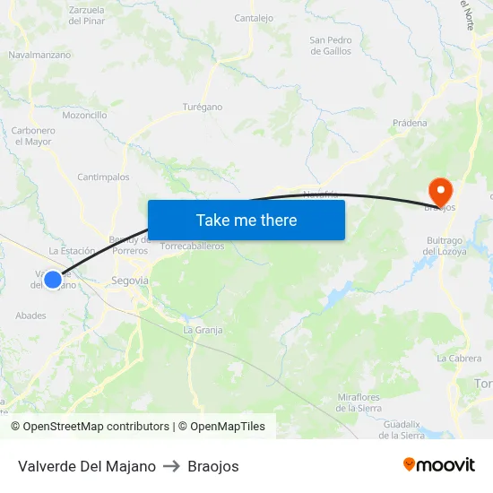 Valverde Del Majano to Braojos map