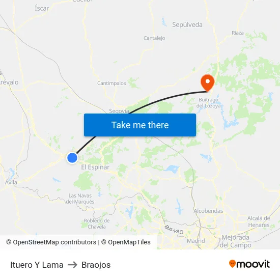 Ituero Y Lama to Braojos map