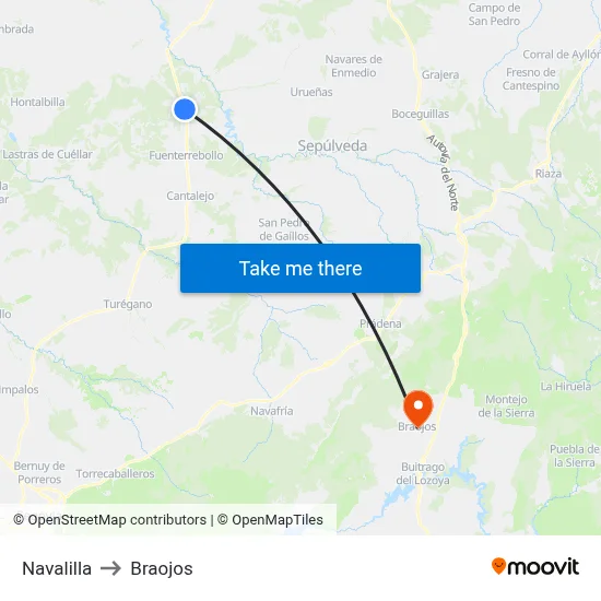 Navalilla to Braojos map