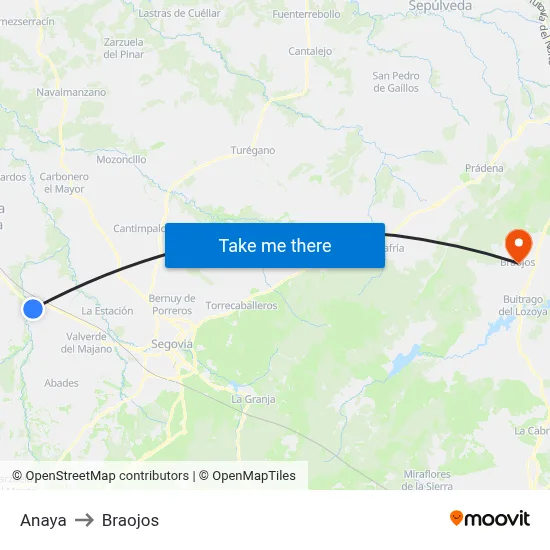Anaya to Braojos map