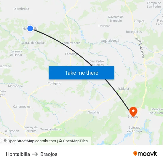 Hontalbilla to Braojos map