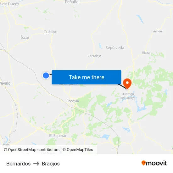 Bernardos to Braojos map