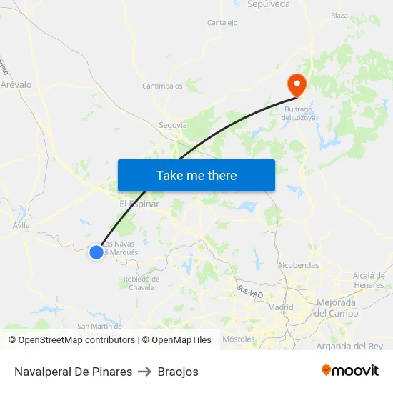 Navalperal De Pinares to Braojos map