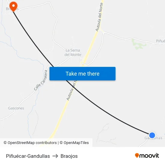 Piñuécar-Gandullas to Braojos map
