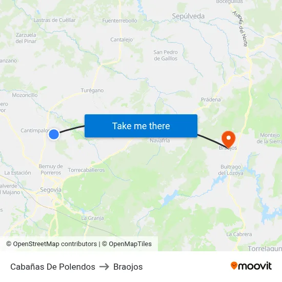 Cabañas De Polendos to Braojos map