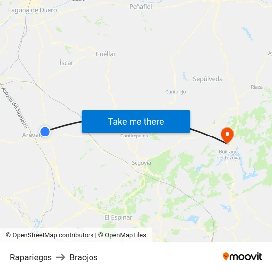Rapariegos to Braojos map