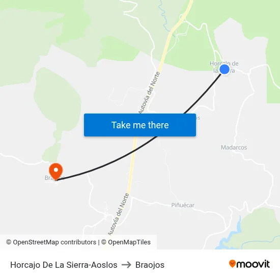 Horcajo De La Sierra-Aoslos to Braojos map
