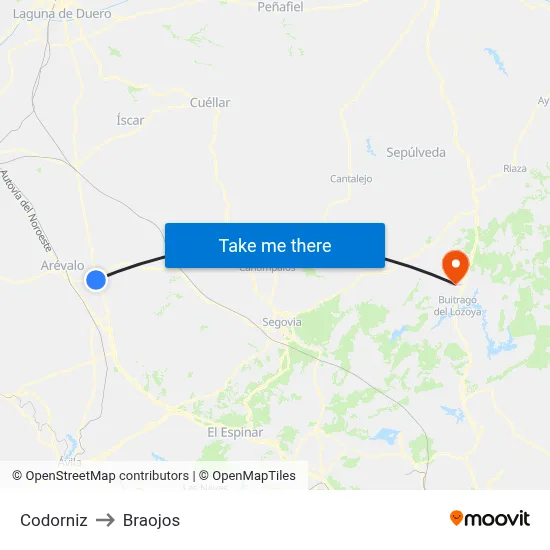 Codorniz to Braojos map
