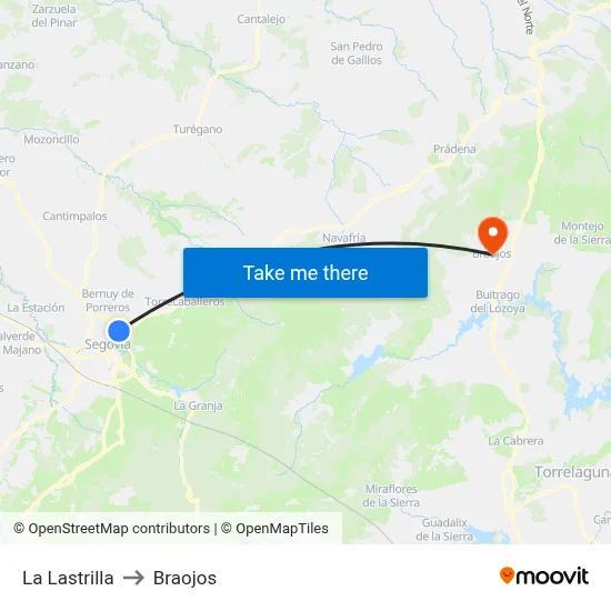 La Lastrilla to Braojos map