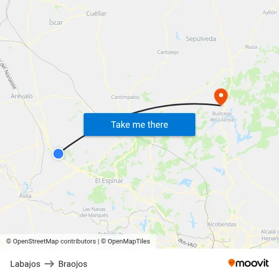 Labajos to Braojos map
