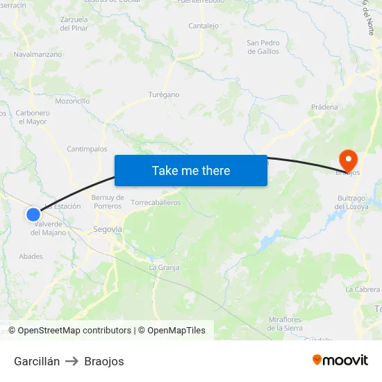 Garcillán to Braojos map