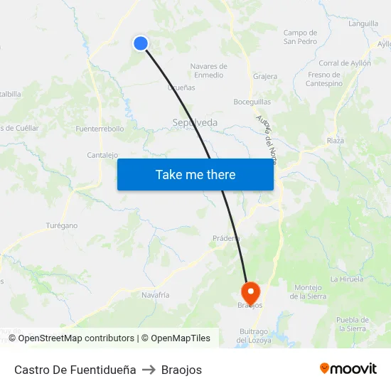 Castro De Fuentidueña to Braojos map