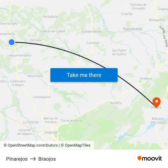 Pinarejos to Braojos map
