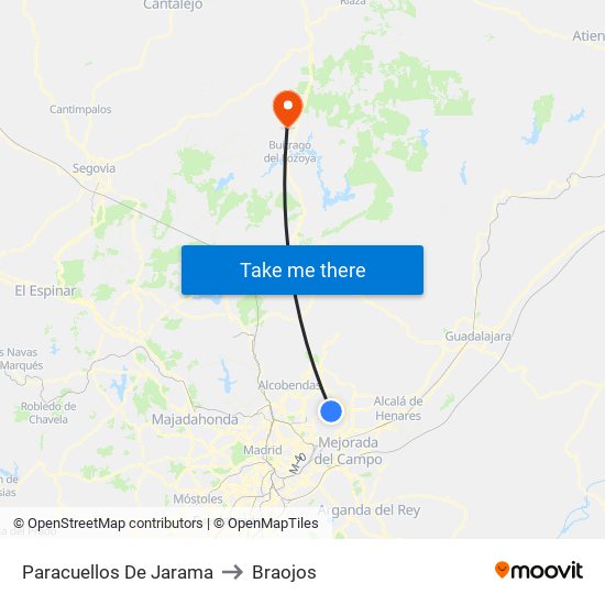 Paracuellos De Jarama to Braojos map