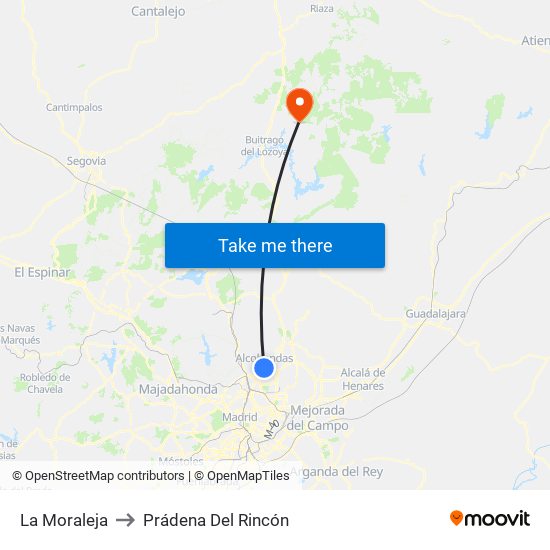 La Moraleja to Prádena Del Rincón map