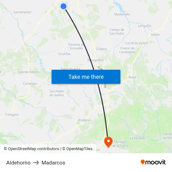 Aldehorno to Madarcos map