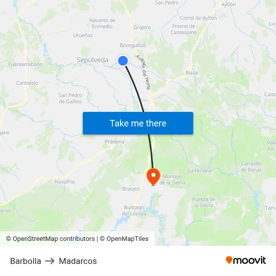 Barbolla to Madarcos map