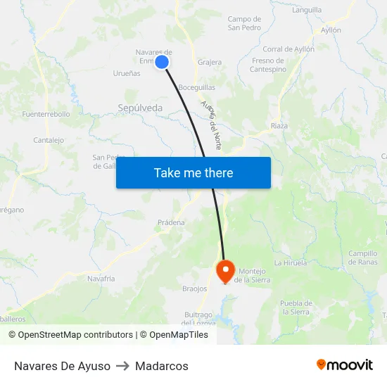 Navares De Ayuso to Madarcos map