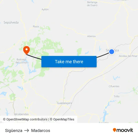 Sigüenza to Madarcos map