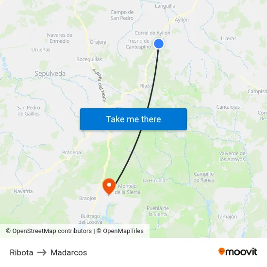 Ribota to Madarcos map