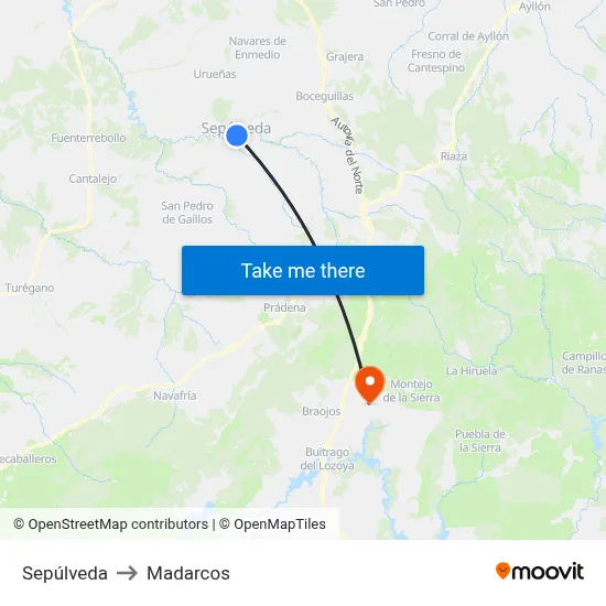 Sepúlveda to Madarcos map