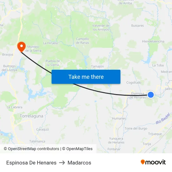 Espinosa De Henares to Madarcos map